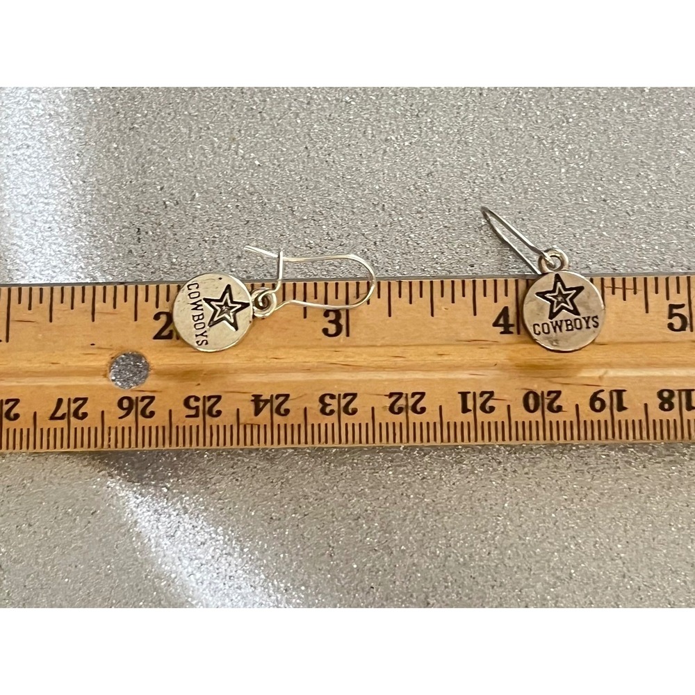 Sterling Silver Dallas Cowboys NFL Football Team Texas Star Stamped Earrings-New - Picture 10 of 10